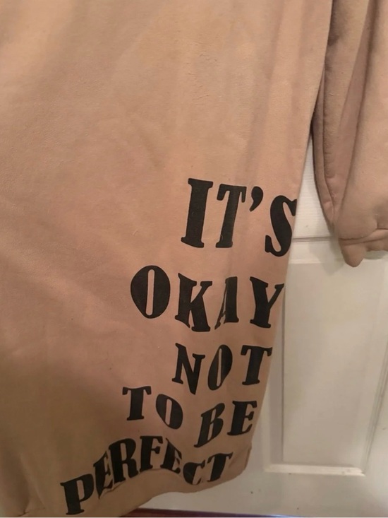 SHEIN Sweaters - “It’s OKay Not To Be Perfect” Beige Graphic Sweatshirt/Dress